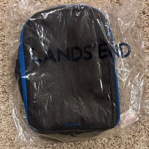 NWT Lands' End Black Lunch Box with Blue Trim